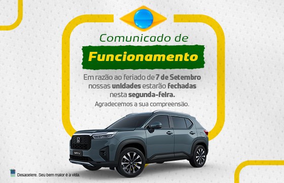 Aviso sobre o funcionamento no feriado
